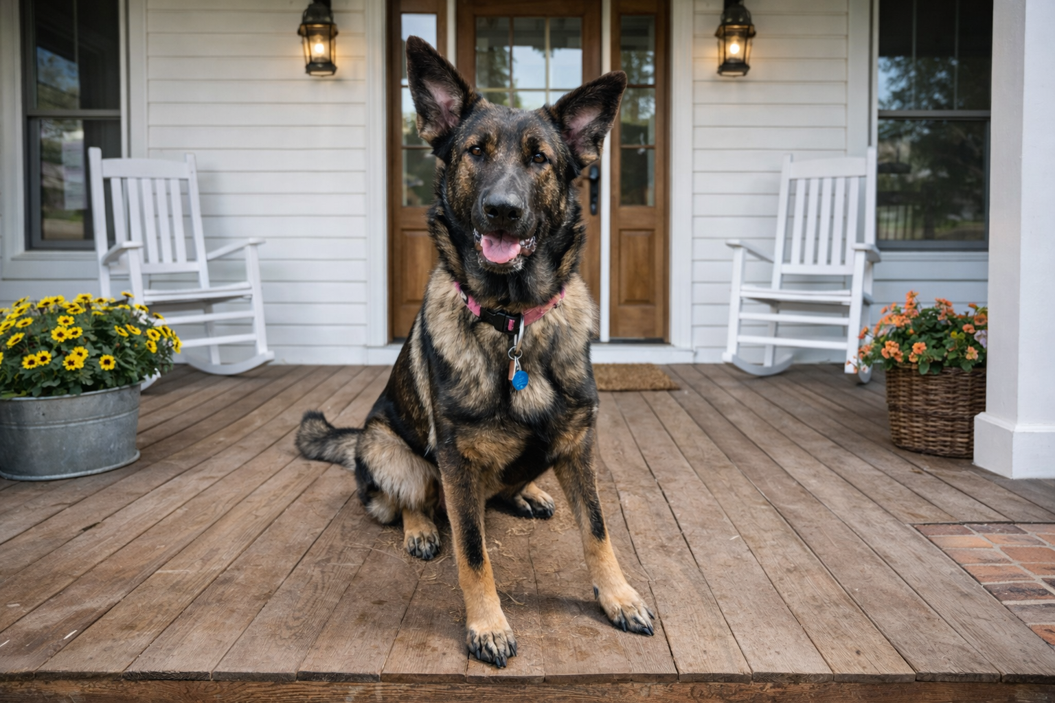 xena on the front porch